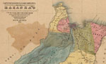 Mapa antigo da província do Maranhão. Página amarelada e regiões do território coloridas nos tons amarelo, azul, verde, rosa. No canto superior esquerdo, o título do mapa.