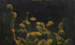 Imagem de uma pintura a óleo onde pessoas estão presas dentro de um calabouço