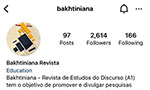 Print screen de um celular. Perfil da Bakhtiniana no Instagram.