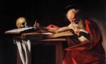 Reprodução da pintura São Jerônimo escrevendo" de Caravaggio