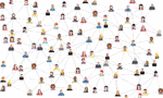 Imagem vetorizada mostrando ícones de várias pessoas conectadas em rede